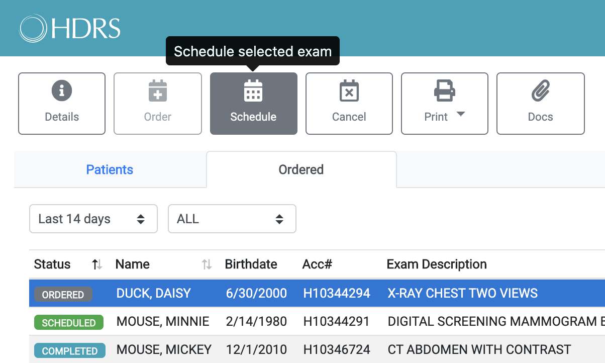 Schedule existing order