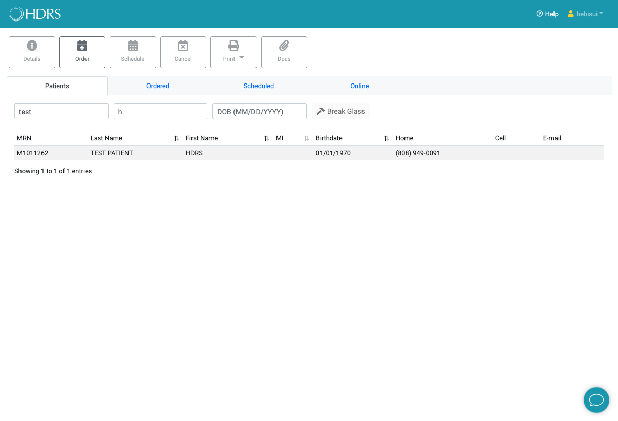 Patients worklist view